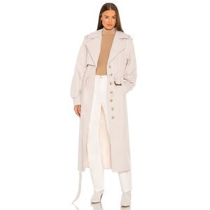 NWOT EAVES Judah Trench Coat in Khaki Cream Bone Belted Cinch Waist Outerwear